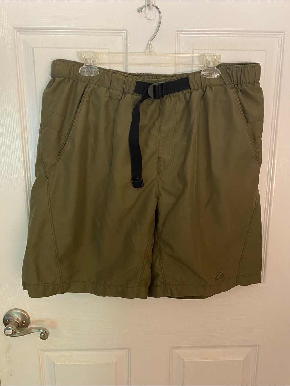 The North Face Belted Active Hiking Outdoor Green Mens Shorts Size Lg
